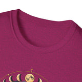 Mystical Raven and Crescent Moon T-Shirt | Celestial Gothic Artwork