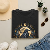 Mystical Raven and Crescent Moon T-Shirt | Celestial Gothic Artwork