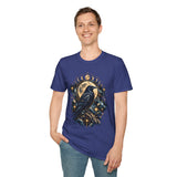 Mystical Raven and Crescent Moon T-Shirt | Celestial Gothic Artwork